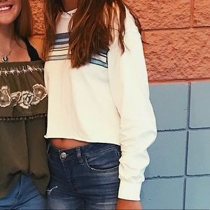 Long sleeve white striped T-shirt